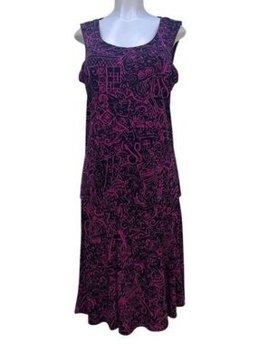 Additions by Chicos Tank Blouse & Midi Skirt 2-Piece Set Womens Large Pink Black